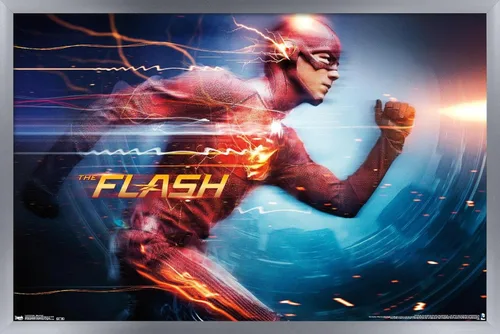 Vista 10 de DC Comics Arrowverse The Flash - Póster de pared Speed Force, 22.4 pulgadas de largo x 14.7 W, versión enmarcada de madera de granero