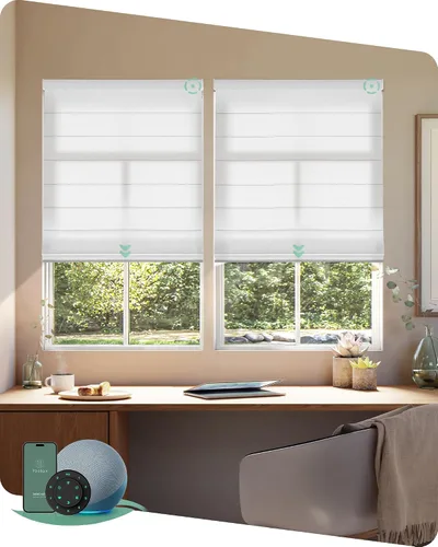 Vista 28 de Yoolax Persianas Romanas con Filtrado de Luz para Ventanas, Persianas Romanas Opacas Sin Cables, Muestra de Tela (Multicolor)