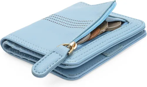 Vista 8 de APHISON Cartera de mujer con diseño de dibujos animados para niñas, diseño de doble tirón, multifuncional, Hodlers, 04A125BLUE