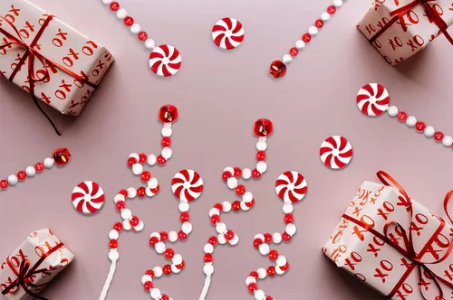 Vista 6 de Juego de 20 piezas de palillos de árbol de Navidad, adornos rojos y blancos, decoración de campanas de caramelo