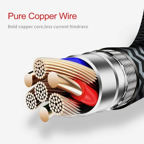 Vista 3 de Cable USB-A a Lightning en espiral de 90° (negro cebra) – trenzado, carga rápida, cable de carga de coche en ángulo recto, estiramiento de 2 a 8