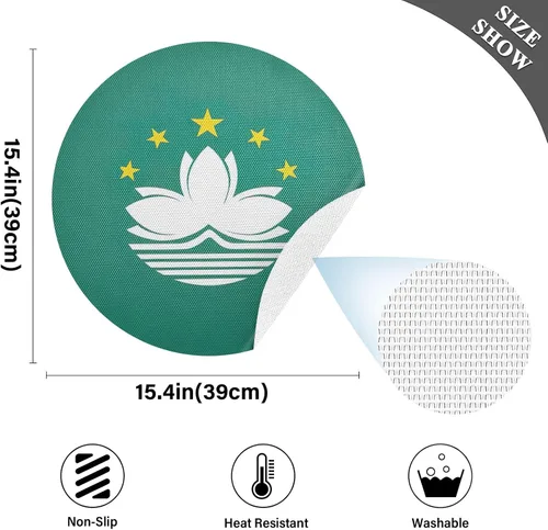 Vista 24 de Aruba Flag Round Table Placemats 15 Inch, Seasonal Table Mats Modern Place Mats for Dining, Kitchen, Parties, Camping