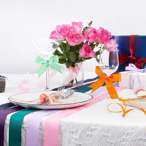 Vista 5 de Cinta de grogrén de doble cara de color liso azul bebé de 1-1/2 pulgadas x 50 yardas para envolver regalos, bodas, fiestas, manualidades, lazos