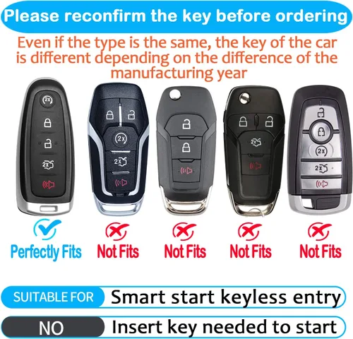 Vista 2 de Funda para llavero Ford para CMAX Escape Focus Edge Expedition Explorer Flex Taurus Smart Key Shell Case (negro)