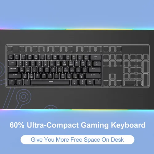 Vista 2 de DIERYA 60% Teclado mecánico, DK61se teclado de juegos con cable con interruptores marrones, teclado mini de oficina ultracompacto retroiluminado LED