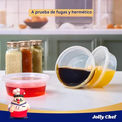 Vista 6 de Recipientes de almacenamiento de alimentos Deli 8 oz recipientes de plástico con tapas - Juego de 50