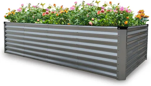 Vista 32 de GARDMAX 2x2x1FT Galvanized Round Raised Garden Bed Kit, Metal Planter Boxes Outdoor with Easy Assembly, Large Garden Bed for Vegetables, Fruits
