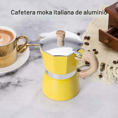 Vista 2 de Olla italiana de moca, olla de café expreso, 3/6 tazas, mango de madera, olla de café expreso moca para uso en el hogar y campamento