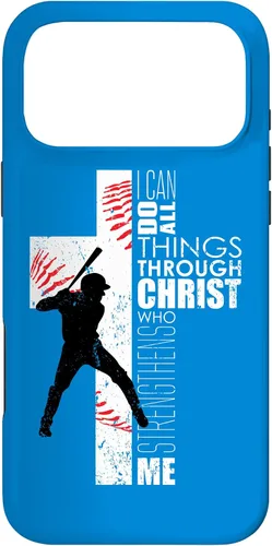 Vista 22 de Blue Christian Baseball Gifts Teen Boys Cross Bible Phone Case para iPhone 17