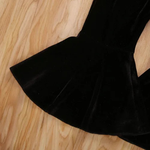 Vista 5 de GOOCHEER Pantalones de mezclilla rasgados con volantes y parte inferior acampanada, pantalones de mezclilla rasgados para niños pequeños