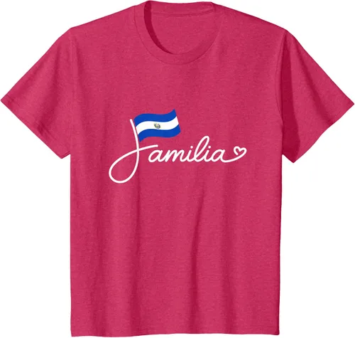 Vista 72 de El Salvador Familia - Camiseta con texto en inglés "La Familia de la Bandera Salvadoreña
