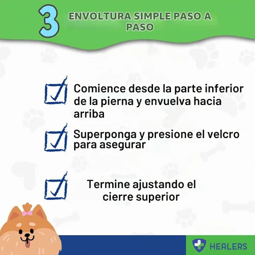 Vista 3 de Healers PetCare - Vendajes ajustables para perros con insertos de gasa, envoltura elástica transpirable para cuidado de heridas y apoyo articular
