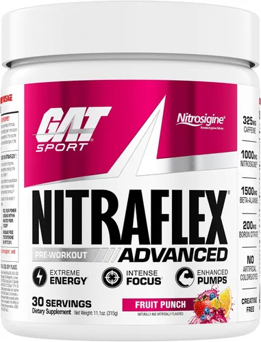 Vista 12 de GAT SPORT Nitraflex Advanced - Polvo para antes del entrenamiento, aumenta el flujo sanguíneo, aumenta la fuerza y la energía, mejora el rendimiento