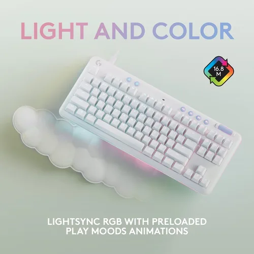 Vista 2 de Logitech G Teclado mecánico para juegos con cable 713 Clicky mouse inalámbrico Logitech G705 para videojuegos - niebla blanca