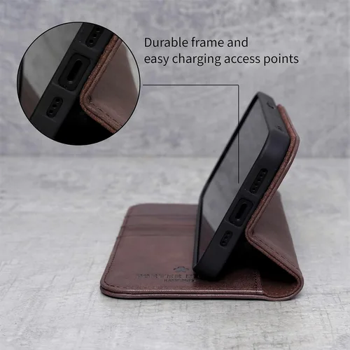 Vista 4 de Porter Riley - Funda de cuero para Samsung Galaxy S20. Funda de cuero genuino premium con soporte, cartera/cubierta (marrón chocolate)