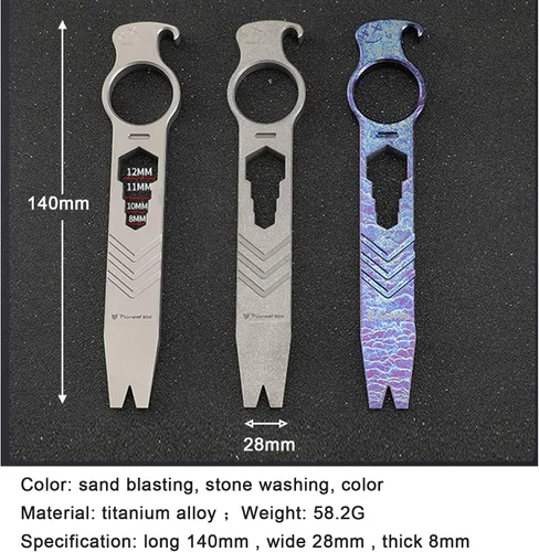 Vista 2 de Edc - Barra de palanca de titanio, herramienta multiherramienta de bolsillo, abridor de botellas, barra de palanca para extractor de uñas, pequeña