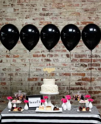 Vista 6 de KBZVNAF Globos negros de látex para fiesta, paquete de 50 globos de helio negro mate de 12 pulgadas para decoración de bodas, graduaciones, baby