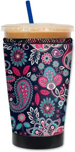 Vista 11 de Mugzie Funda aislante para café helado de lujo, neopreno reutilizable, acogedora para tazas de bebidas frías, evita la condensación y las vuelcas