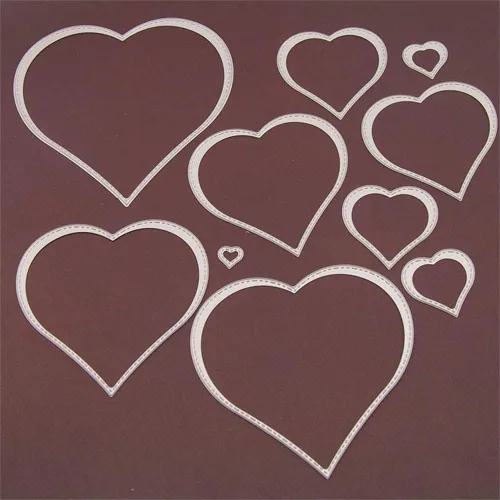 Vista 6 de 10 troqueles de corte de corazón de amor, corazones de amor para el día de San Valentín, plantillas de metal en relieve, molde de plantilla