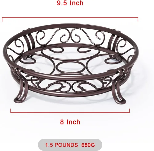 Vista 9 de Yimobra Soporte de metal para plantas de exterior e interior, soporte resistente para macetas de hierro forjado a prueba de óxido, soporte redondo