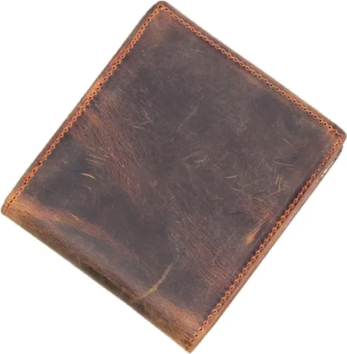 Vista 5 de Carteras de cuero genuino para hombre, Marrón, Retro
