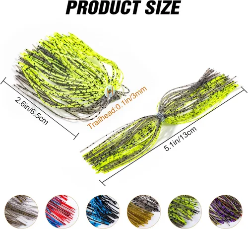Vista 5 de Goture Silicone Jig Skirts, 24pcs/30pcs Bass Fishing Jigs Spinnerbait Skirts Replacement Kit,5 Colors Silicone Skirts for Fishing Lures, Football