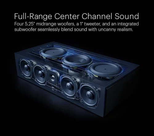 Vista 2 de Definitive Technology Dymension DM30 - Altavoz de canal central insignia, matriz de 5 controladores - (4) woofers de rango medio de 4 pulgadas y (1)