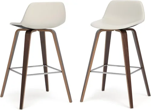 Vista 15 de SIMPLIHOME Randolph Taburetes de mostrador (juego de 2) taburetes de bar tapizados de madera curvada de 28 pulgadas de altura del asiento en tela