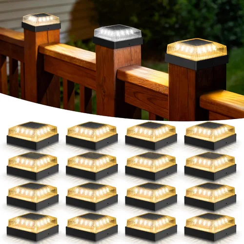Vista 18 de Luces solares para postes de madera y vinilo de 4 x 4, paquete de 2 Negro mate