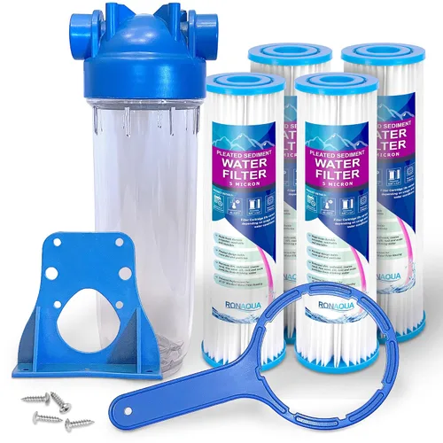 Vista 10 de Sistema de filtro de agua para toda la casa de diseño europeo transparente estándar de 10 pulgadas con válvula de alivio de presión, puerto de latón