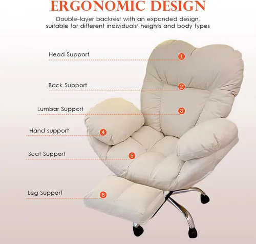 Vista 8 de High Back Desk Chair,High Back Heavy-Duty Computer Home Office Desk Chair,Big and Tall Executive Gaming Chair with Footrest Lumbar Support,White