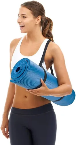 Vista 6 de Vandue Extra Thick 0.4" Tech Foam Exercise Yoga Mat w/Carry Strap - Non-slip, Moisture-Resistant Cushion for Pilates - Support for Stretching &