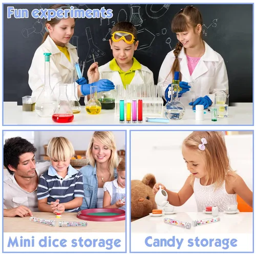 Vista 6 de Xinnun Tubo de prueba de plástico para dulces, 200 unidades, 1.5 fl oz, transparente, tapa de tubo de sal de baño, decoración de viales de plástico