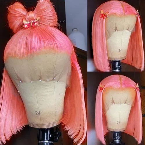 Vista 16 de Spotlight Pelucas de cabello humano lacio con encaje frontal de 4 x 4 para mujeres negras, densidad del 180 %, peluca con cierre de encaje virgen