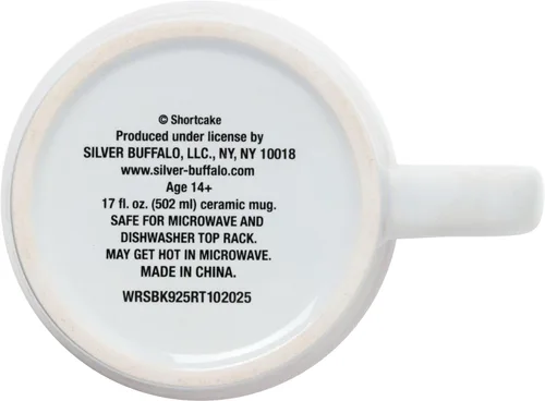 Vista 4 de Silver Buffalo Strawberry Shortcake Bake the World a Better Place - Taza ancha de cerámica con leche, 17 onzas