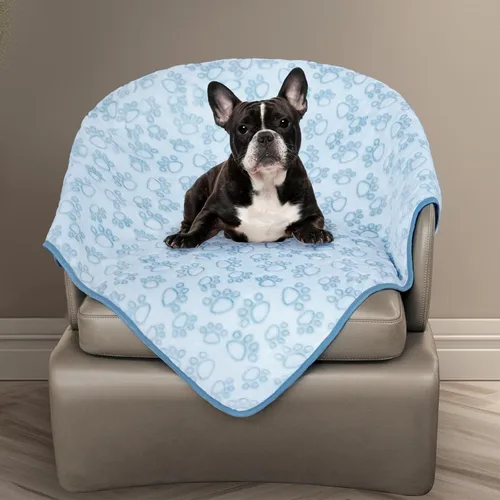 Vista 17 de Stuffed Manta Premium Suave para Perro Pequeña Beige, con Franela Beige Lindo Estampado de Huellas, 24 x 32 pulgadas, Manta para Gatos Suministros