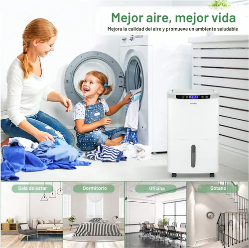 Vista 6 de [Usado] Waykar - Deshumidificador para espacios de 2000 pies cuadrados, para el hogar y sótanos, con drenaje automático y manual, con un tanque