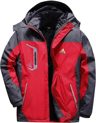 Vista 8 de Chaqueta de esquí impermeable para hombre, abrigo de nieve de forro polar, resistente al viento, con capucha, rompevientos, montaña, ropa