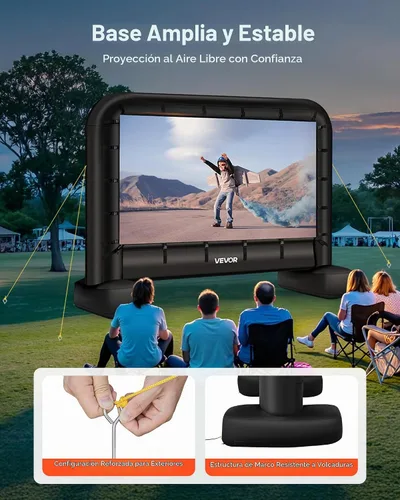 Vista 5 de VEVOR Pantalla de cine inflable de 14 pies, pantalla de proyector inflable con bolsa de almacenamiento portátil, proyección de película fácil