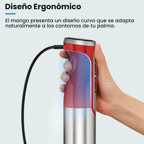 Vista 8 de Colarlemo Batidora de inmersión de mano 4 en 1 de 1800 W, batidora de mano para triturar hielo, alimentos para bebés, sopa, batidora de mano de 8