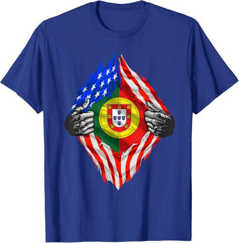 Vista 21 de Camiseta de bandera de Estados Unidos con diseño de raíces portuguesas, Negro, S
