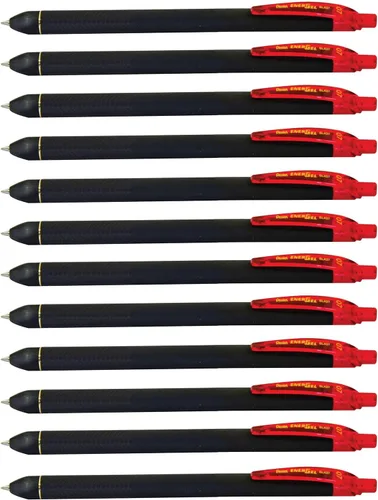 Vista 8 de Pentel EnerGel Kuro - Bolígrafo de gel líquido, (punta de 1/32 pulgadas - 0.7 mm) línea media, tinta negra, paquete de 12 (BL437R1-A)