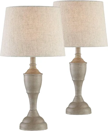 Vista 2 de Claude - Juego de 2 lámparas de mesa de 21 pulgadas de alto, color beige, metal lavado