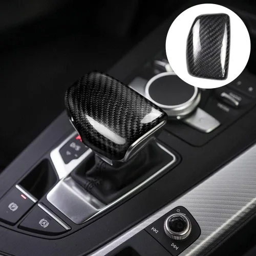 Vista 10 de Blazeray Accesorios interiores de fibra de carbono, cubierta decorativa, ajuste adhesivo para Audi A4 B9 2017-2019 (cubierta de perilla central)