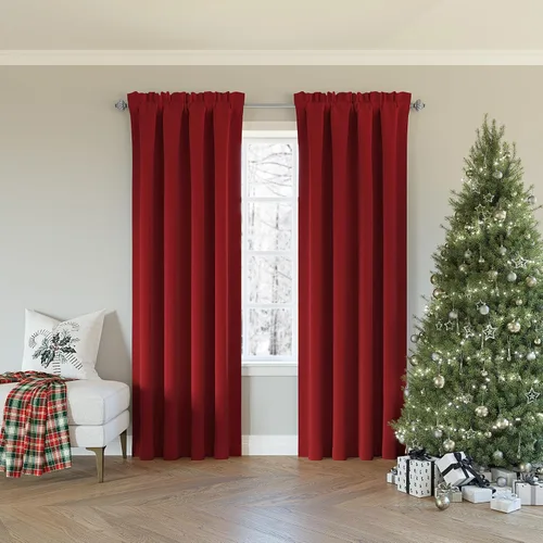 Vista 18 de Sun Zero Oslo Panel de cortina de calidad de teatro con bolsillo para varilla totalmente opaca, 52 x 63 pulgadas, negro