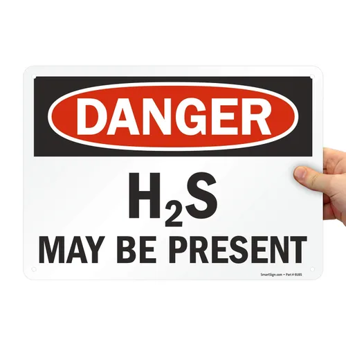 Vista 6 de SmartSign Letrero con texto en inglés "Danger - H2S May Be Present", aluminio reflectante 3M de 7 x 10 pulgadas