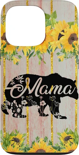 Vista 10 de Mama Bear Rustic Woodgrain Sunflower Farmhouse Country Mama Case for iPhone 17