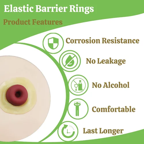 Vista 6 de 10 anillos elásticos moldeables de barrera para ostomía, 2 pulgadas de diámetro, 0.157 in de grosor, sin fugas, anillo extensor de sello