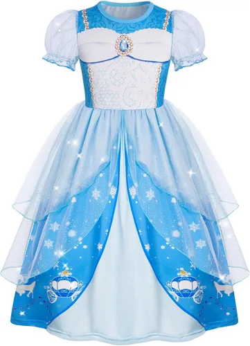 Vista 16 de Ropa de Disfraz de Princesa para Niñas Cumpleaños Fiesta Elegante Disfraz de Halloween Vestidos de Princesa para Niños Pequeños Rosa