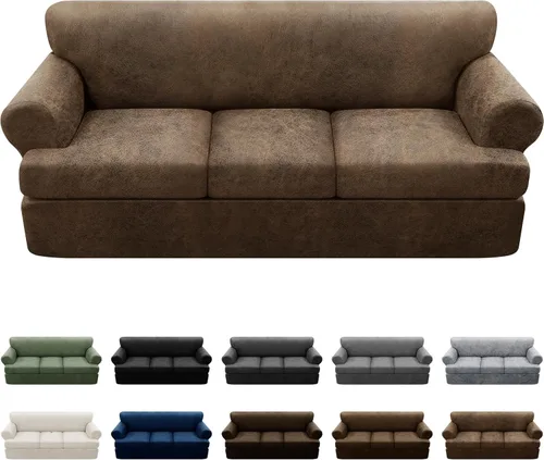 Vista 83 de Fundas para Sillón de 2 Piezas con Cojín en T, Fundas de Aspecto de Cuero para Sofá, Fundas para Sillas, Protector de Muebles Elástico, Funda